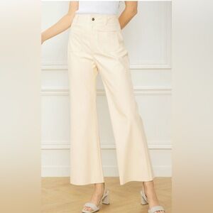 Cream Wide-Leg Pants Vegan Leather